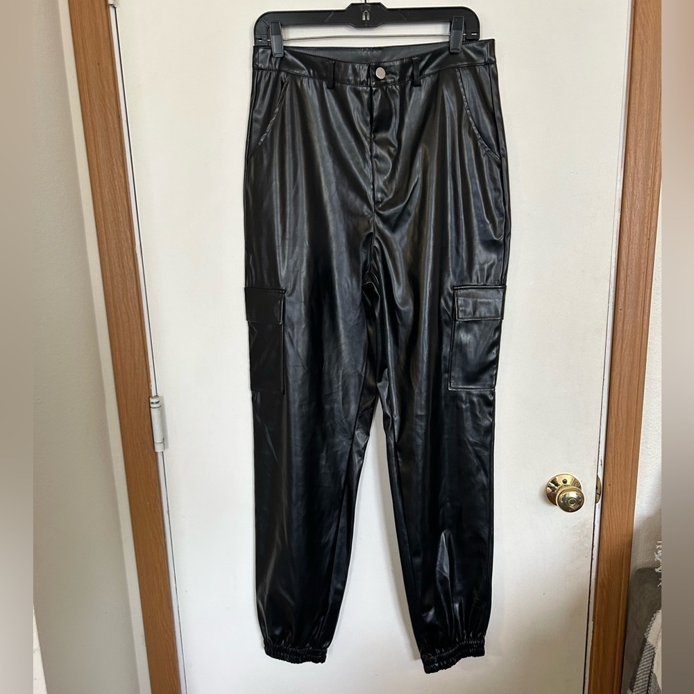 Shein faux leather jogger pants large